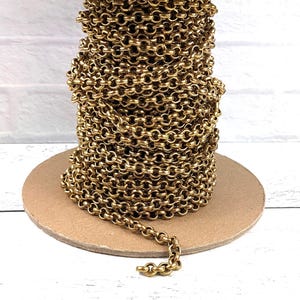 7mm Antique Gold Rolo Chain, Link, Thick Gauge, High Quality