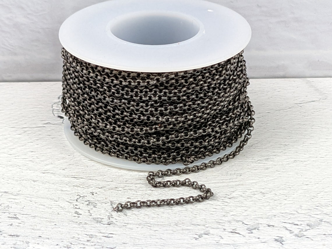 2mm Rolo Chain in Matte Gunmetal Link Chain - Etsy