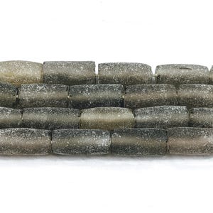 24x10mm Brown Recycled Glass Tube Beads, Barrel, 1 Strand, Approx. 19 Beads, Indonesia, Bali
