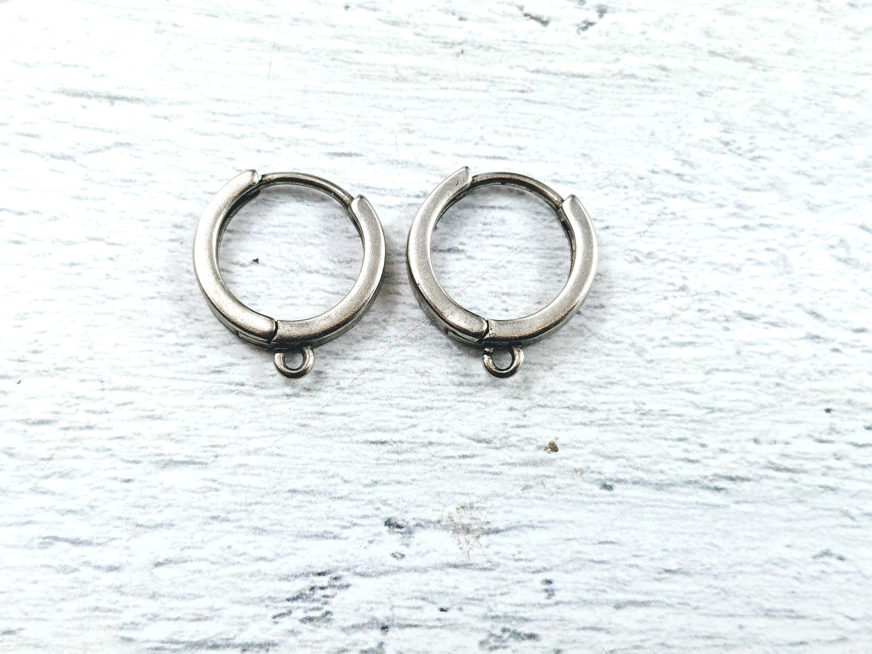 Antique Silver Ox Small Hoop With Loop Connector Earrings, 2