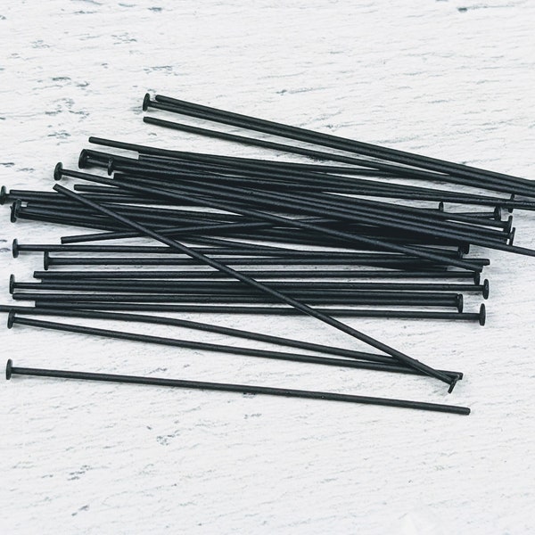 2" Matte Black Nite Headpins, 20g, Headpins-20pcs, Head Pins