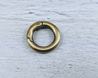 20mm Antique Brass O Ring Clasp, Spring Clasp, Gate Rings, Carabiner, 2pcs.