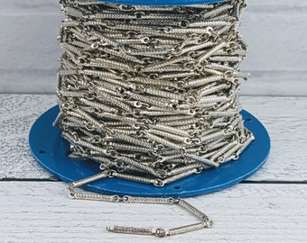 Antique Silver Link and Bar Dynamite Textured Chain