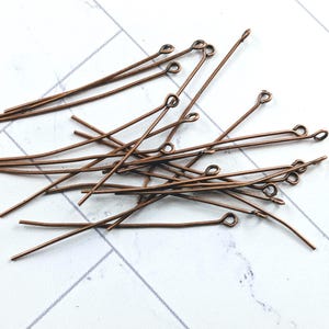 Antique Copper Plated Eye Loop Headpins 2", 20g, 20 Gauge, Head Pins, 25pcs