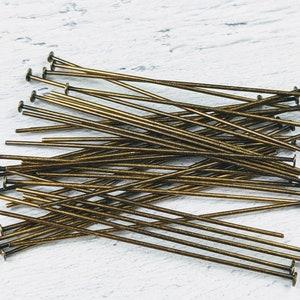 150Pcs Flat Head Pins for Jewelry Making 40mm Brass 20 Gauge Rose Gold