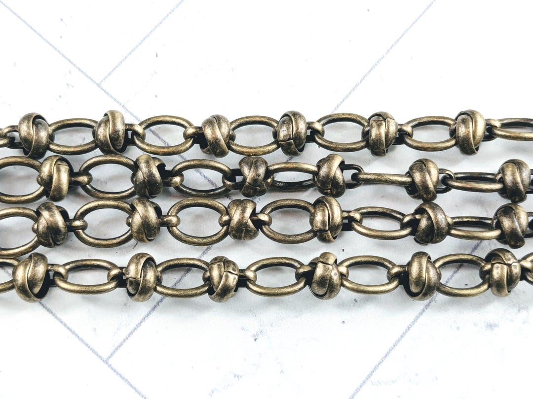 Antique Brass Ox Eternity Knot Oval Link Chain, 12x9mm Oval Links, 8mm ...
