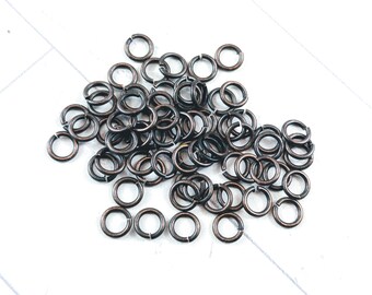 6mm Oil Rubbed Bronze Plated Open Jump Rings, 18g