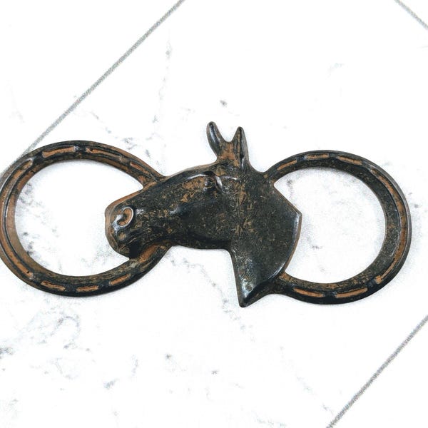 Rustic Brown Plated Horse Connector, Link, Equestrian, Bracelet, Necklace, Western, Southwestern, 60x25mm