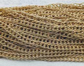 Matte Gold Textured Double Curb Chain, 12x8mm