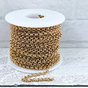 3.8mm Rolo Chain in Gold Plated, Gold Plating, Round Rolo Chain