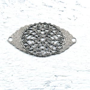 2pcs. Antique Silver Ox Plated Floral Filigree Connectors, Links, 46x24mm
