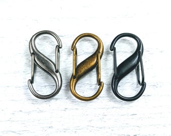 Antique Brass, Matte Gunmetal or Black Nite Double Push Carabiner Clasp, 29x13mm, 2pcs. Closure, Connector, Link