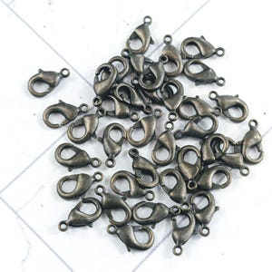Dark Finish Antique Brass Lobster Clasps 12x7mm, Closures