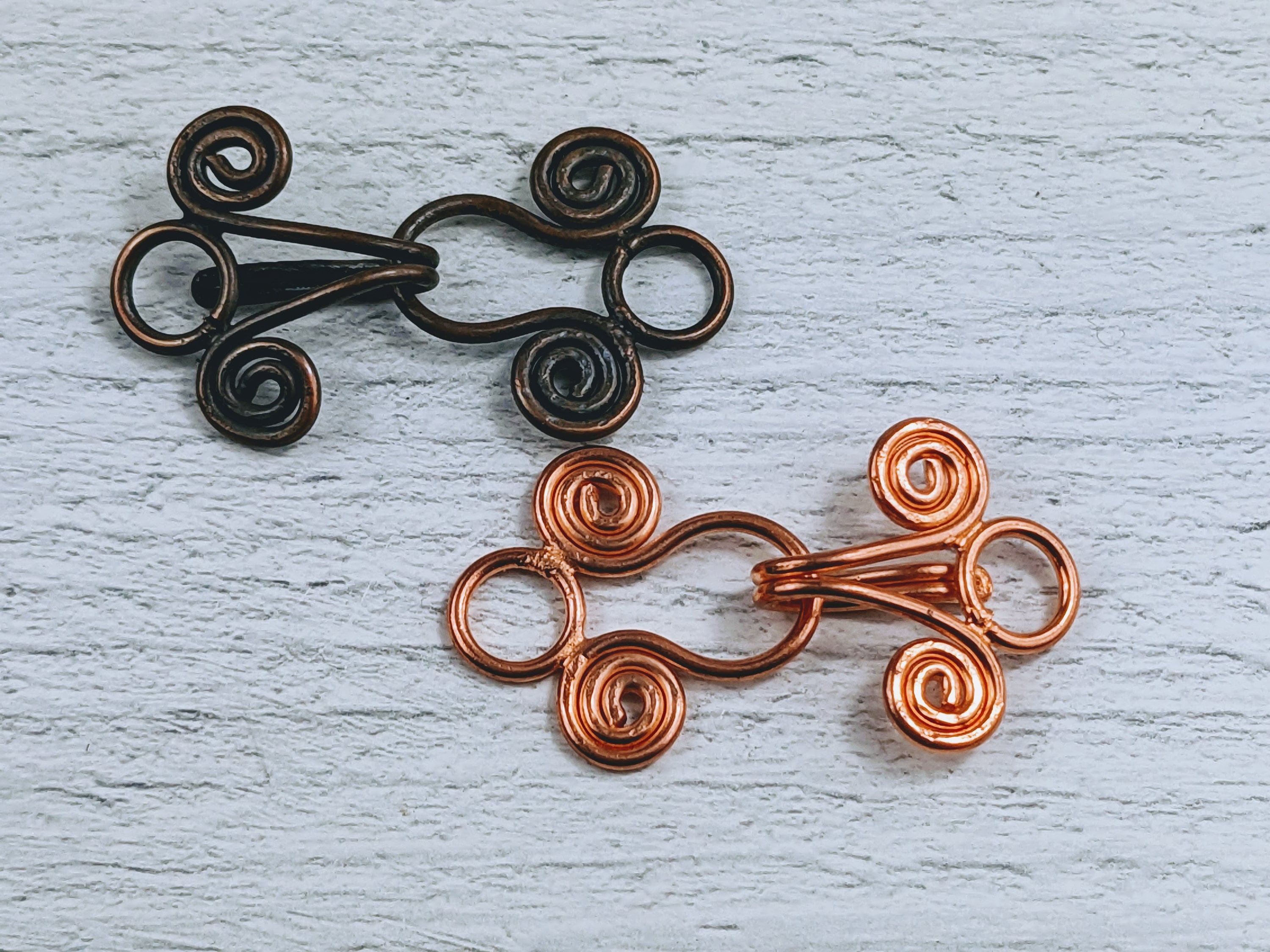 Large Genuine Copper Spiral Hook Clasp, Bright or Patina Finish, Antiqued,  45x20mm -  Norway