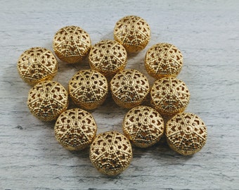 Rare Matte Gold Filigree Rounds, Filigree Flower, Cutout Design, 10pcs. 15x10mm