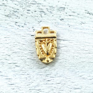 Matte Gold Small Ornate Heart Charm, Milagro, Sacred Heart, Textured,  22x12mm