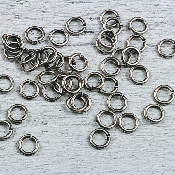 6mm Antique Silver Open Jump Rings