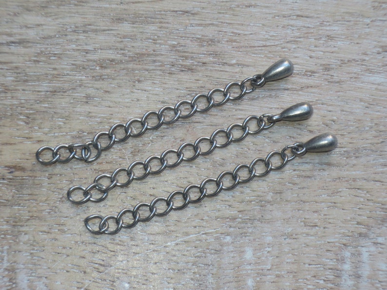 Curb Necklace Jewelry Extender Chain 2 Antique Silver Extension Chain Extender Bracelet