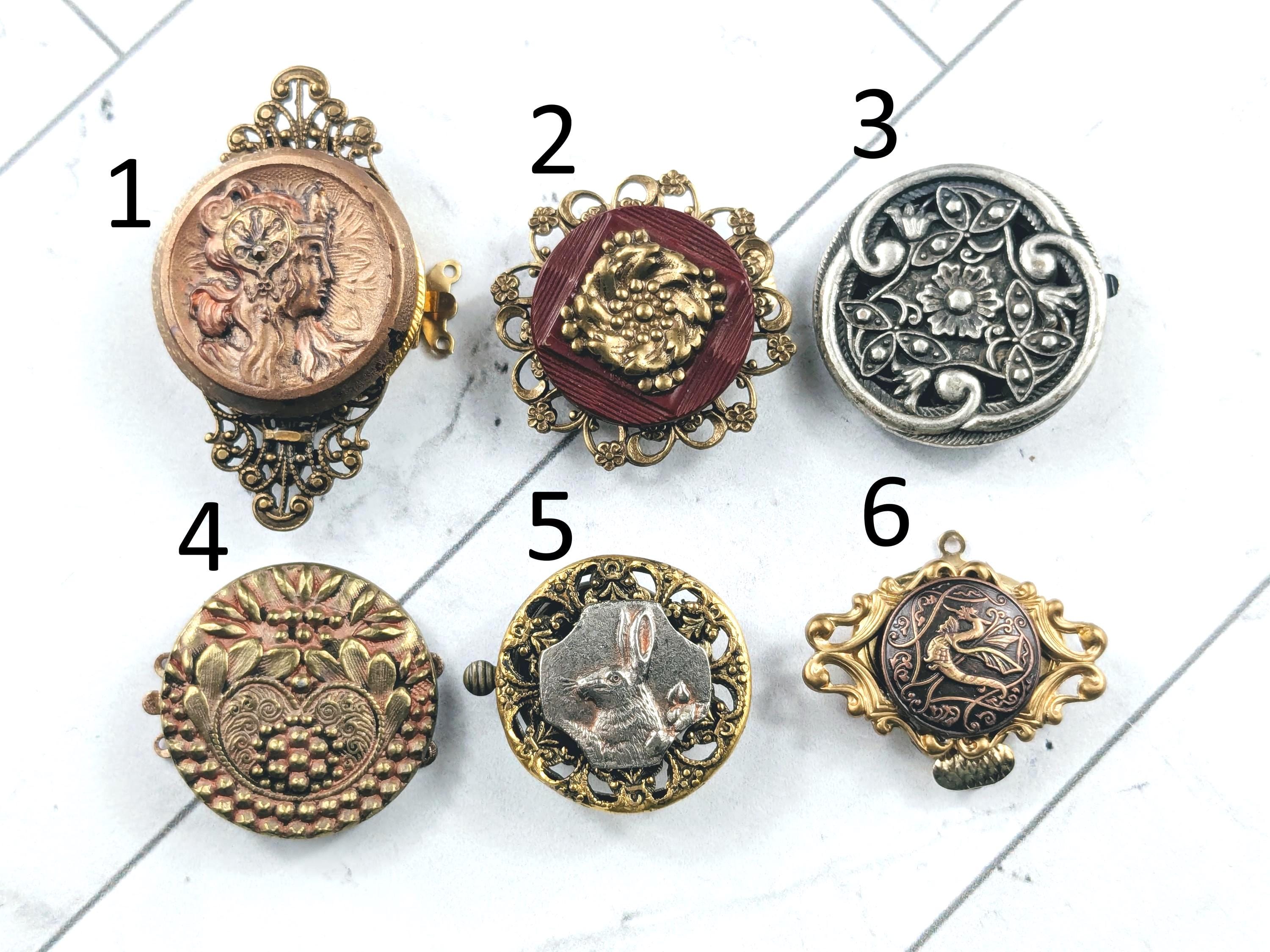 Rare Victorian and French Inspired Cabochon Box Clasps, Metal Silver ...