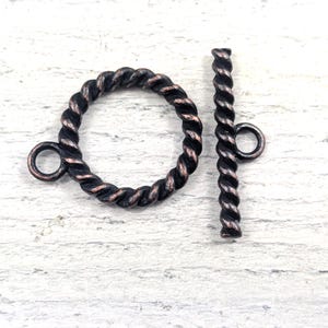 2 Sets Oil Rubbed Bronze Plated Twisted Toggle Clasps, 30mm