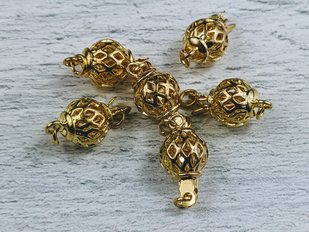 Interlocking Filigree Slider Small Gold Plated Filigree Round Box Clasp, Slider Hook Clasp, 1pc ...