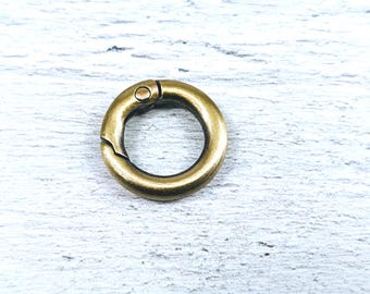 2pcs. 20mm Antique Brass O Ring Clasp, Spring Clasp, Gate Rings, Carabiner, O Gate, Round Clasp