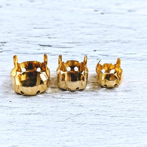 Gold Plated Empty Cup Chain 2 Hole Connector, Link, Bracelet, Rivoli, Crystal, 10pcs. 12mm, 10mm, 8mm