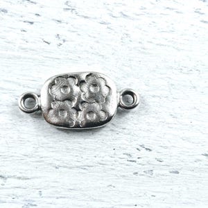 Antique Silver Ox Plated Flower Stamped Connector, Link, Floral, 34x16mm, Rustic, 4 Flowers