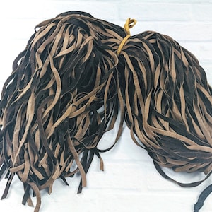 Two Tone Dark and Light Brown Deerskin Soft Leather Lace 3/16&quot;/5mm/ 40&quot; Pieces/ 5pcs., Strips
