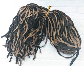 Two Tone Dark and Light Brown Deerskin Soft Leather Lace 3/16"/5mm/ 40" Pieces/ 5pcs., Strips