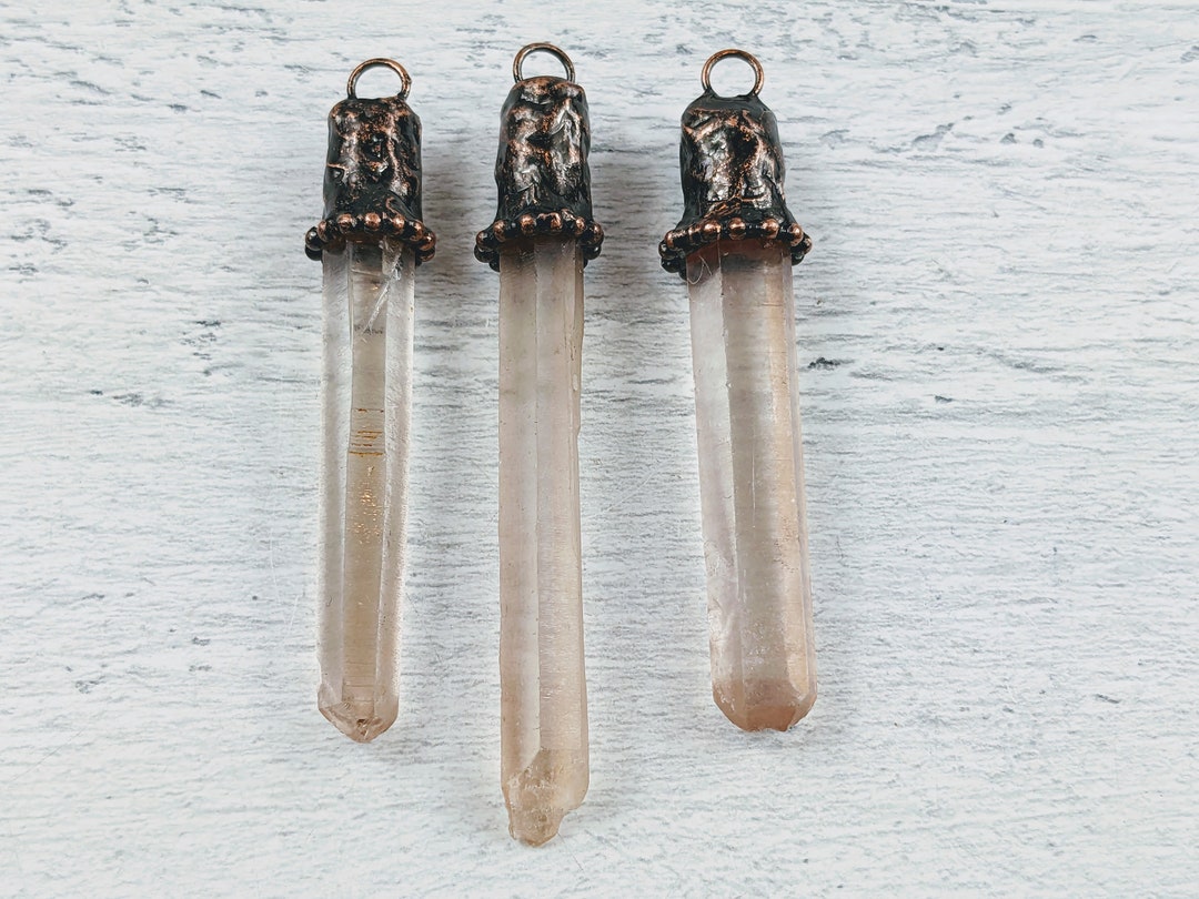 Long Hand Soldered Crystal Quartz Gemstone Point Pendant Etsy