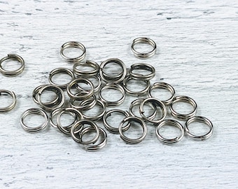 7mm Antique Silver Split Jump Rings