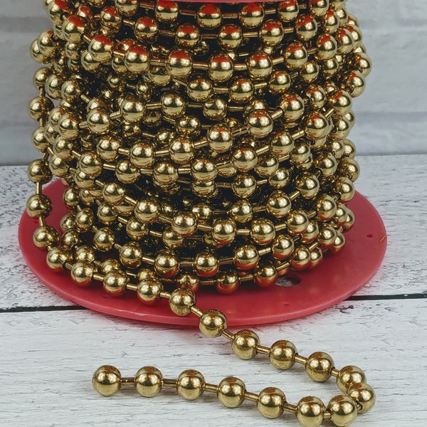 8mm Smooth Raw Brass Ball Chain, High Quality