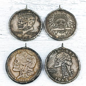 Large Skull and Eagle Soldered  Coins, 1pc. Replica, Gothic, Native Style, Ethnic, 1pc. 38mm, Patina
