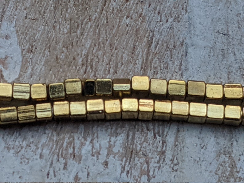 Spacer Beads Brass Plated Cube Beads Square 24 Strand 3mm