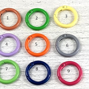 2pcs. Large O Gate Push Clasp, Enamel Finish, 25mm, Mixed Colors, Carabiner, You Choose