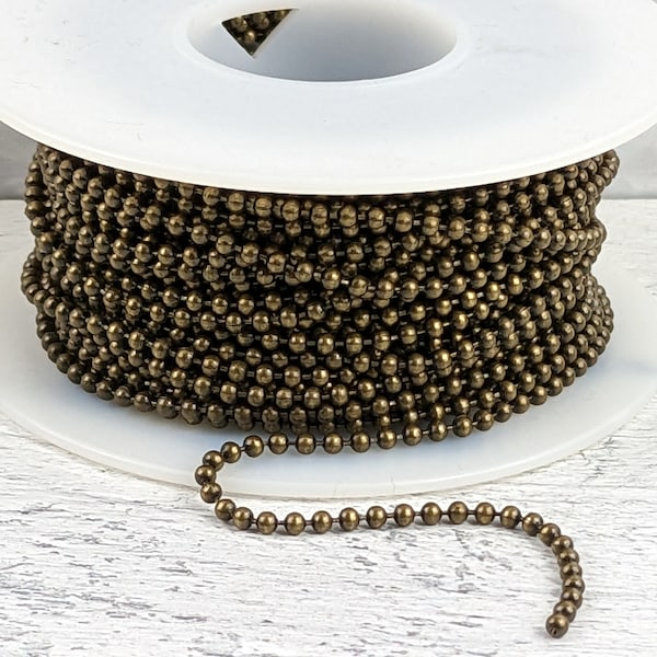 2mm Ball Chain Antique Brass