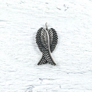 Antique Silver Ox Plated Double Wing Charm, Angel Wings, Feathers, 23x12mm, Angel Wings