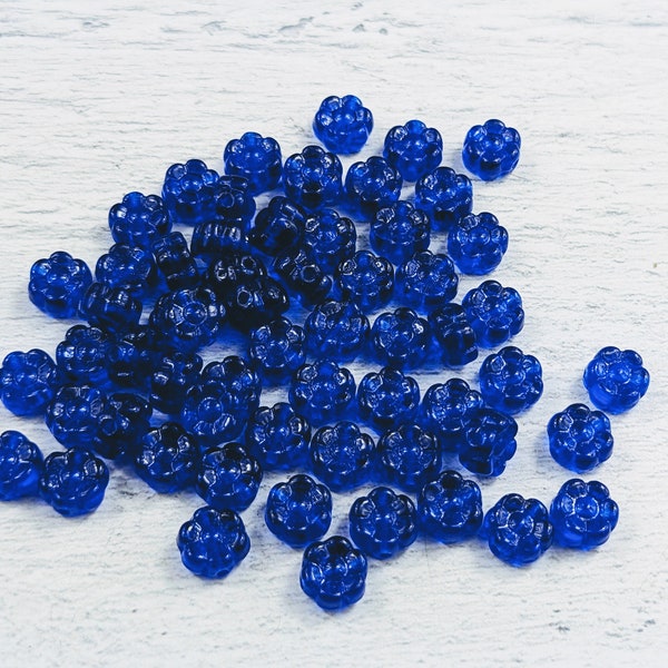 Czech Glass Cobalt Blue Flower Beads, 6mm, 30pcs.