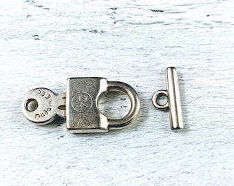 Antique Silver Lock and Key Toggle Clasp, 32mm
