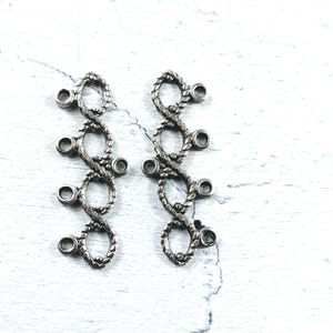 6pcs. Antique Silver Ox Ornate 4 Strand Connectors, Clasps, 3 Sets, 32x12mm