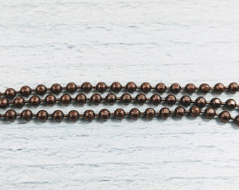 3mm Faceted Ball Chain in Antique Copper