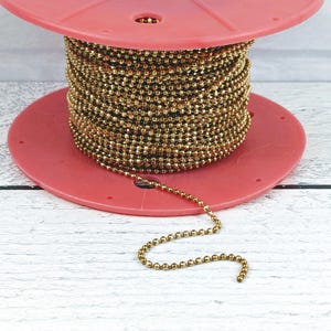 2mm Faceted Raw Brass Ball Chain, Fits 2.3mm Connectors