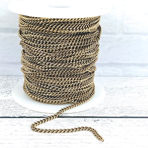 Small Flattened Curb Chain in Antique Gold, 4x5mm