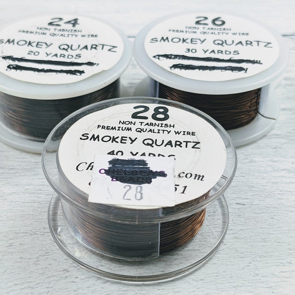 Smokey Quartz Plated Non Tarnish Wire, Round, 24g or 26g or 28g, Gauge,  Craft, Jewelry, 1 Spool, 20, 30 or 40 Yards