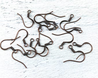 Antique Copper Hook Earrings, French Hook, Dangles, Ear Wires, 22g