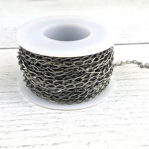 Antique Silver Elongated Curb Chain, Link. Long Chain, 6x3mm