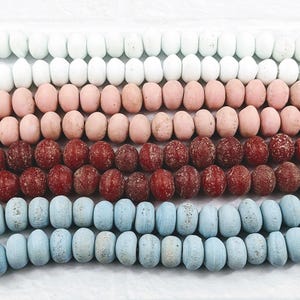 Rustic Indonesian Java Glass Rondelle Beads, Pink, Red, Blue or White, 1 Strand, 57pcs. 2mm Hole, Approx. 15x13mm, Bali