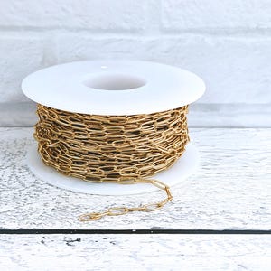Matte Gold Paperclip Chain, 2x8mm