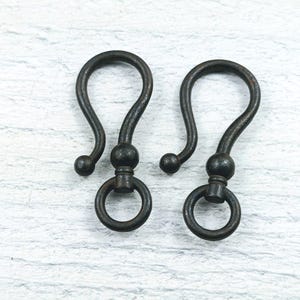 2pcs. Rustic Brown Plated Large Hook Clasps, S Clasps, Necklace, Bracelet, Link, Connectors